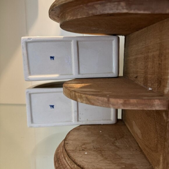 Apothecary Chest Latch Drawers Blue White Ceramic HEAVY Wood Bohemian Boho Decor - Picture 8 of 13